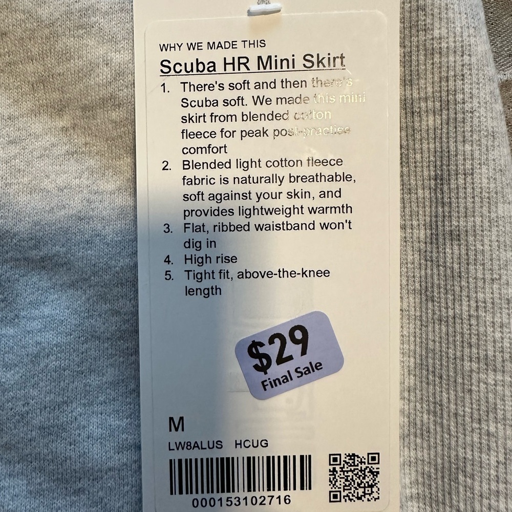 Lululemon Scuba HighRise Mini Skirt Heathered Core Ultra Light Gray Med NWT - Picture 9 of 9